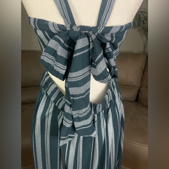 Charlotte Russe Never Worn Green White Striped Sun Dress Sz L Large - Picture 10 of 16